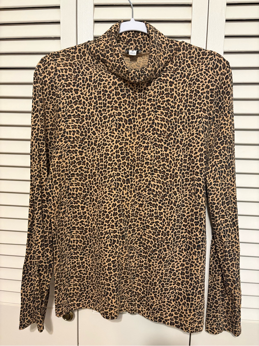 J. Crew Leopard Print Turtleneck Long Sleeve Shirt - Tan & Black